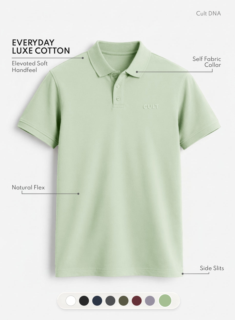 Men's Lime Everyday Luxe Cotton Polo T-shirt