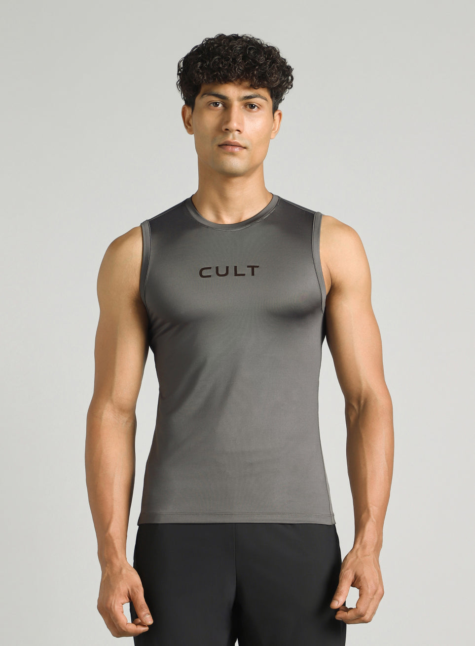 Men's Dark Grey Power Lifter Compression Tank