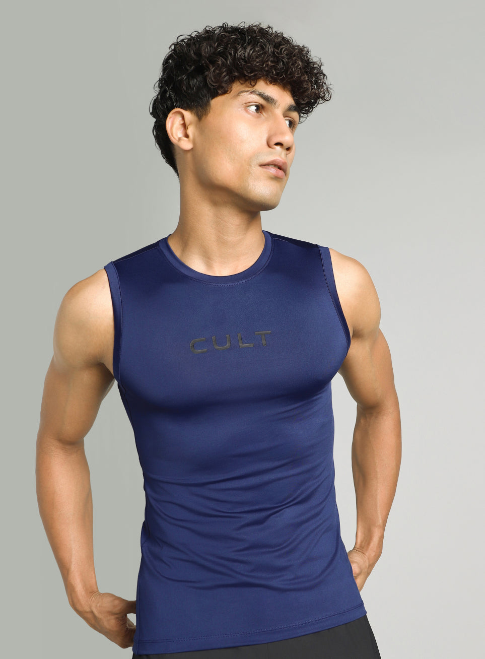 Men's Navy Power Lifter Compression Tank