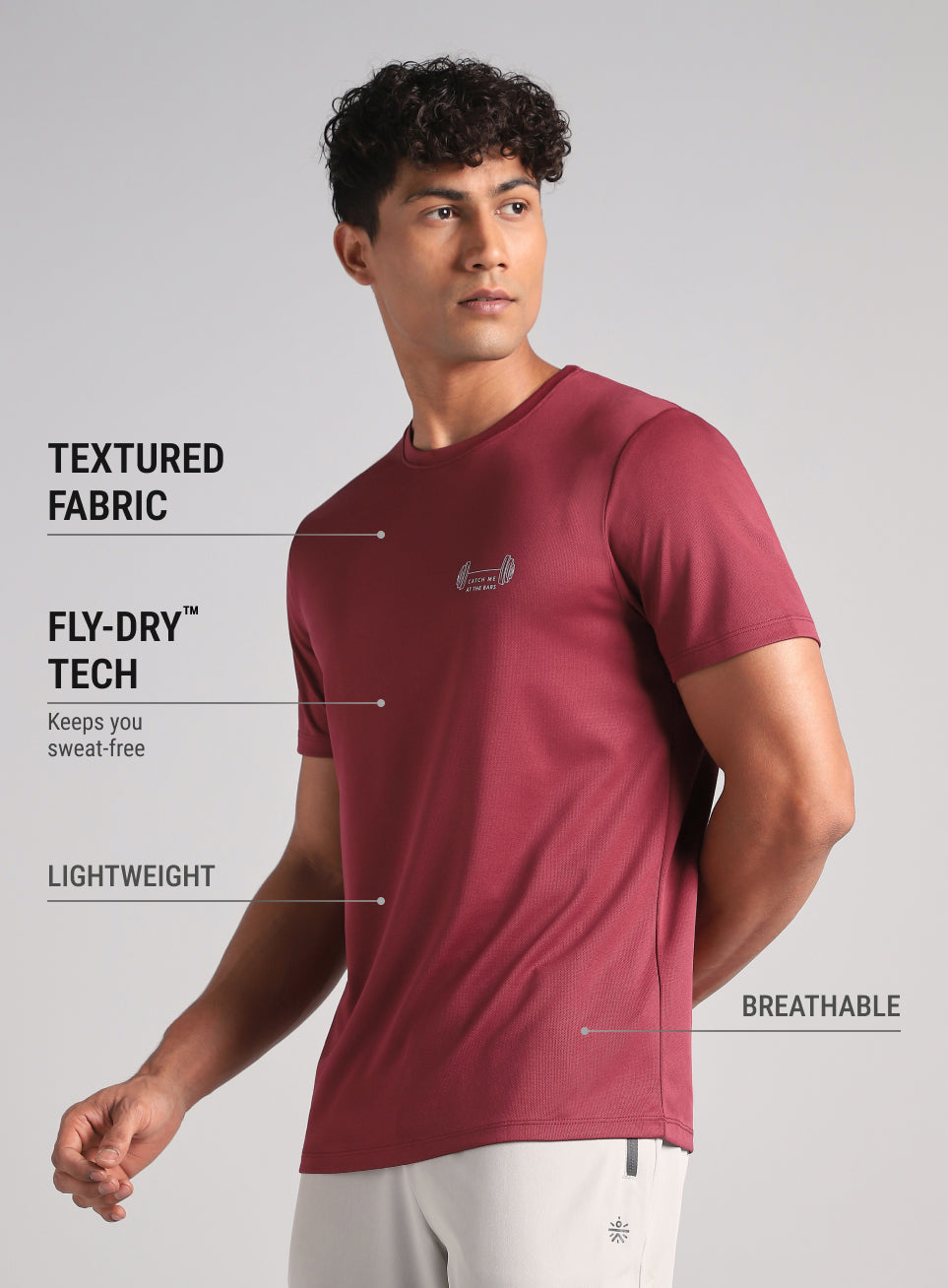 Men's Maroon Training Graphic T-Shirt
