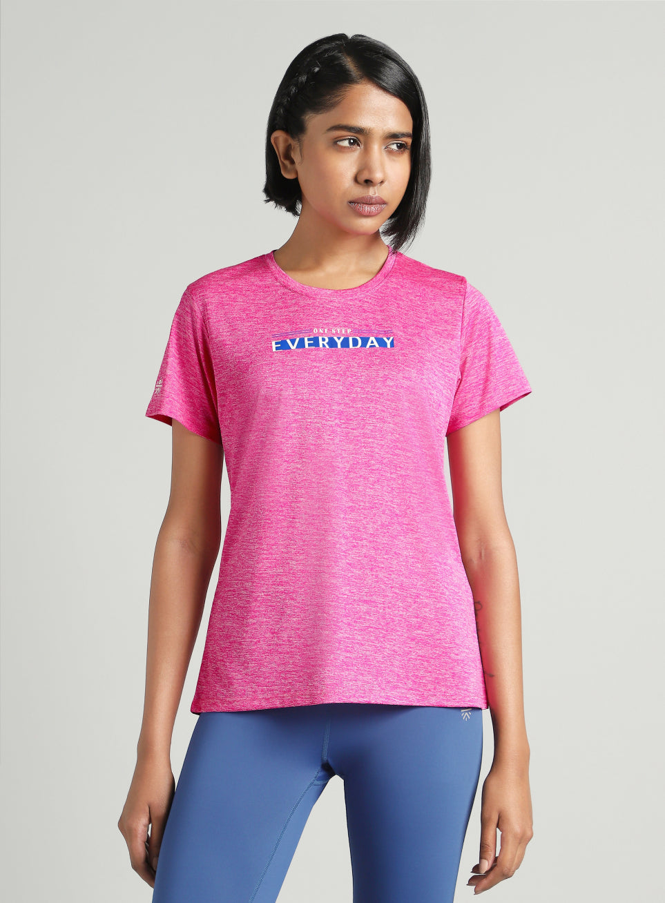 Women's Pink Training Textured T-shirt