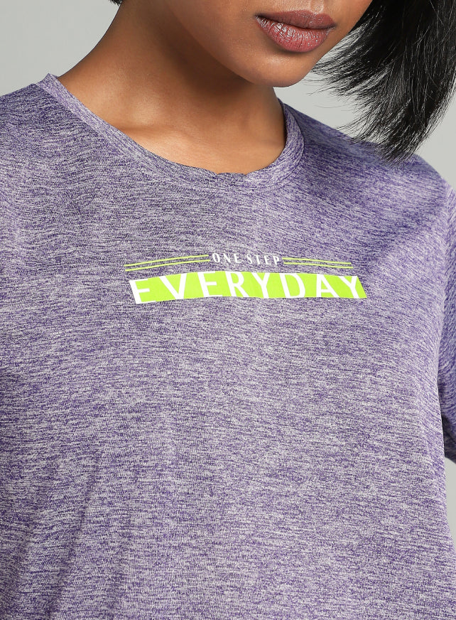 Women's Purple Training Textured T-shirt