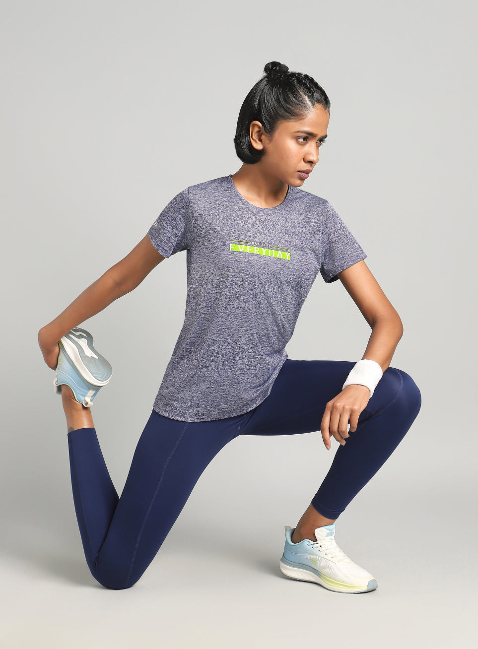 Women's Blue Training Textured T-shirt