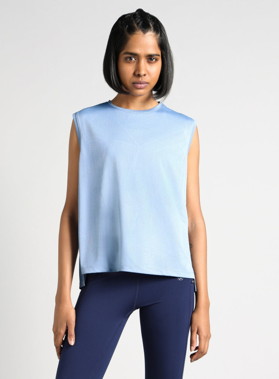 Women's Blue Boxy Fit Training Tank
