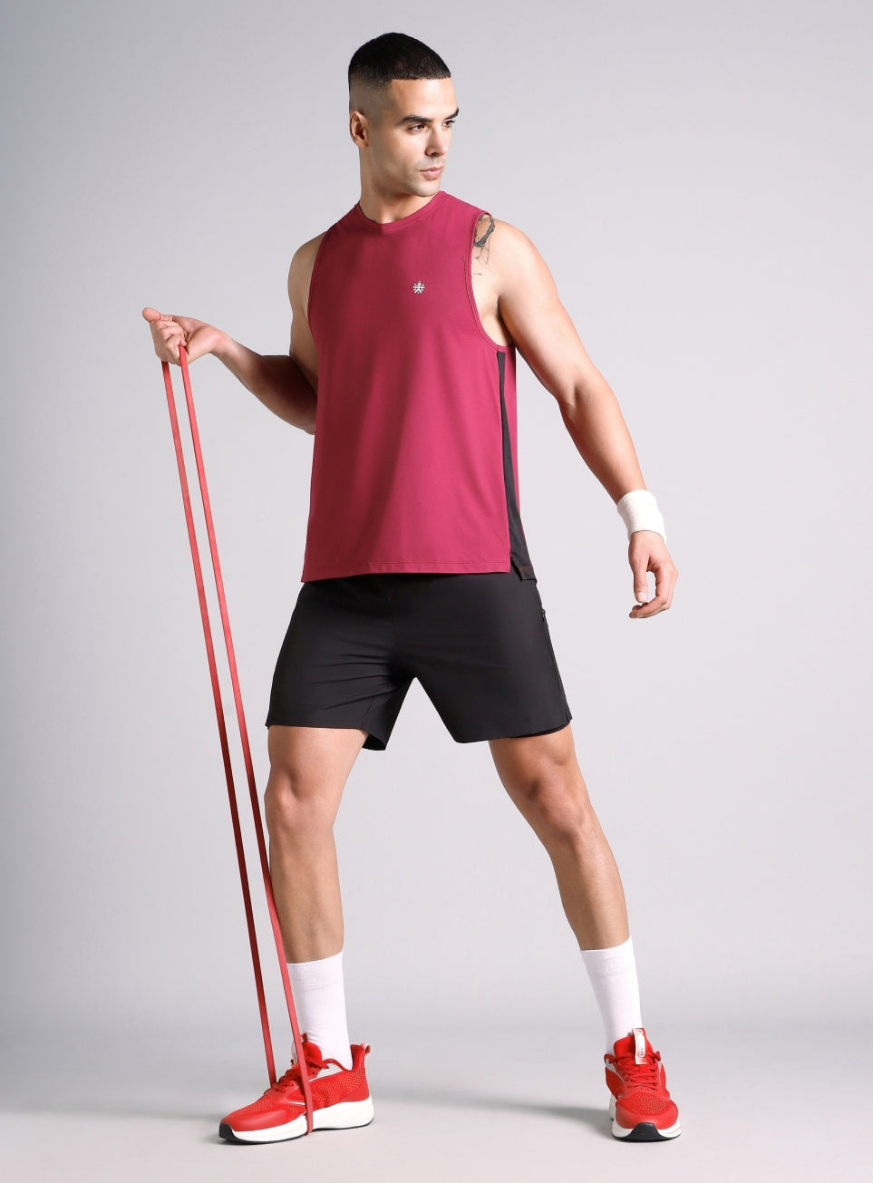 Men's Maroon Pop up Training tank