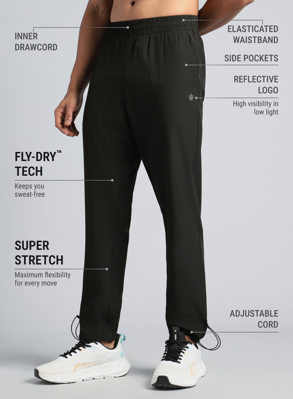 Men's Black Trail Run Trackpants