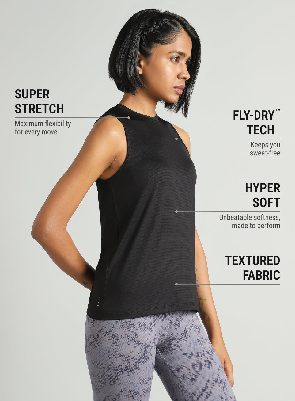 Women's Black Swift Back Vent Training Tank Top