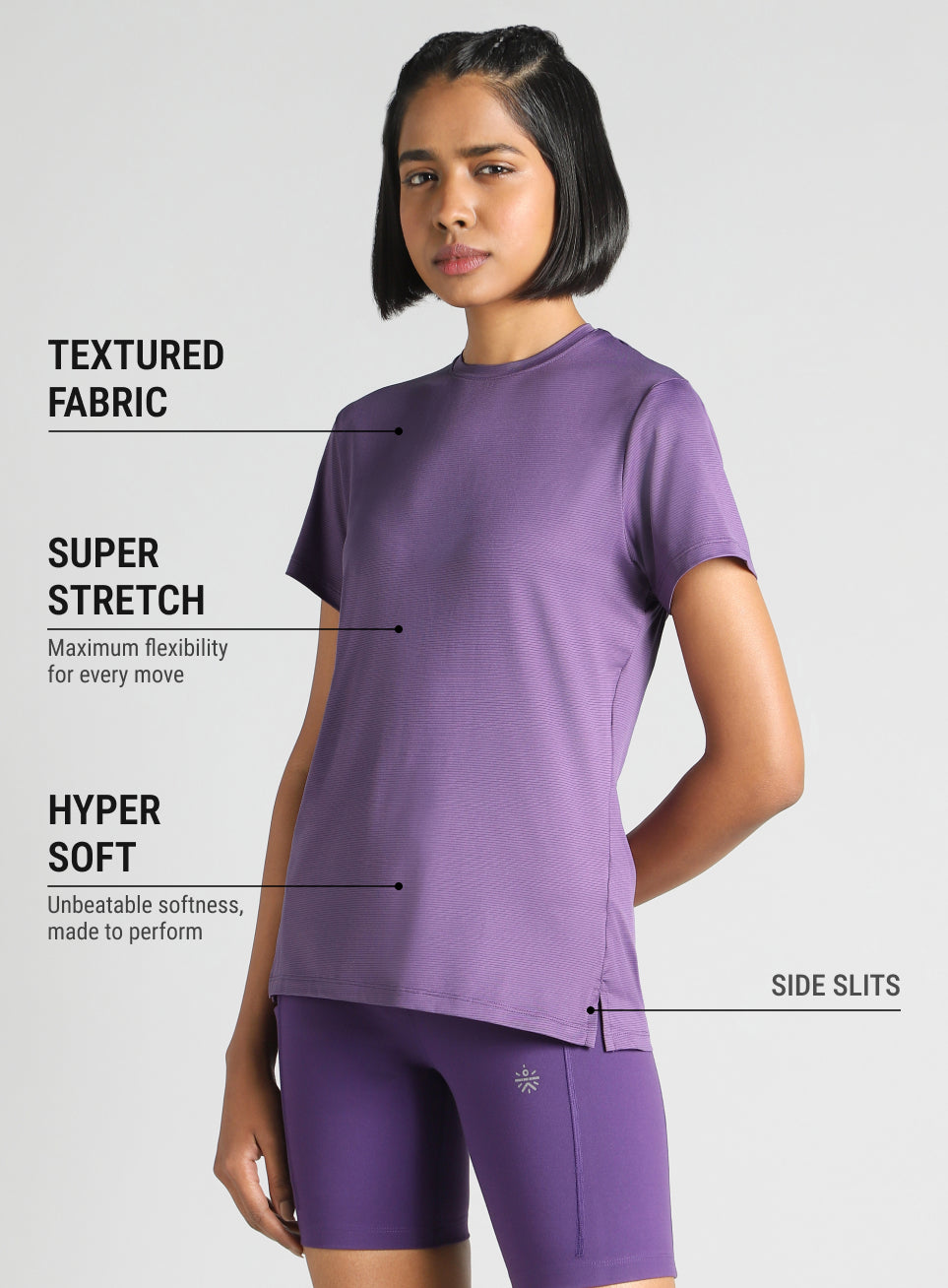 Women's Purple Swift Back Vent Training T-Shirt