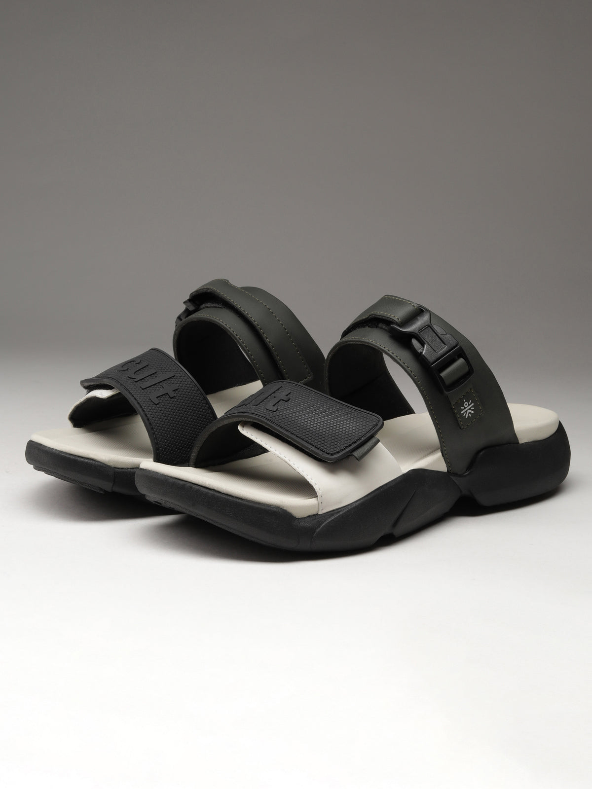 cult Men's GripFlex Sliders - Beige/Olive