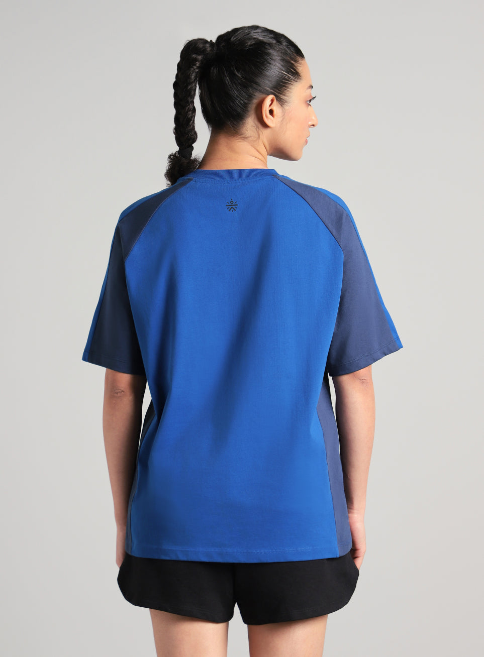 Women's Blue Classic Power Block Oversized Fit T-shirt