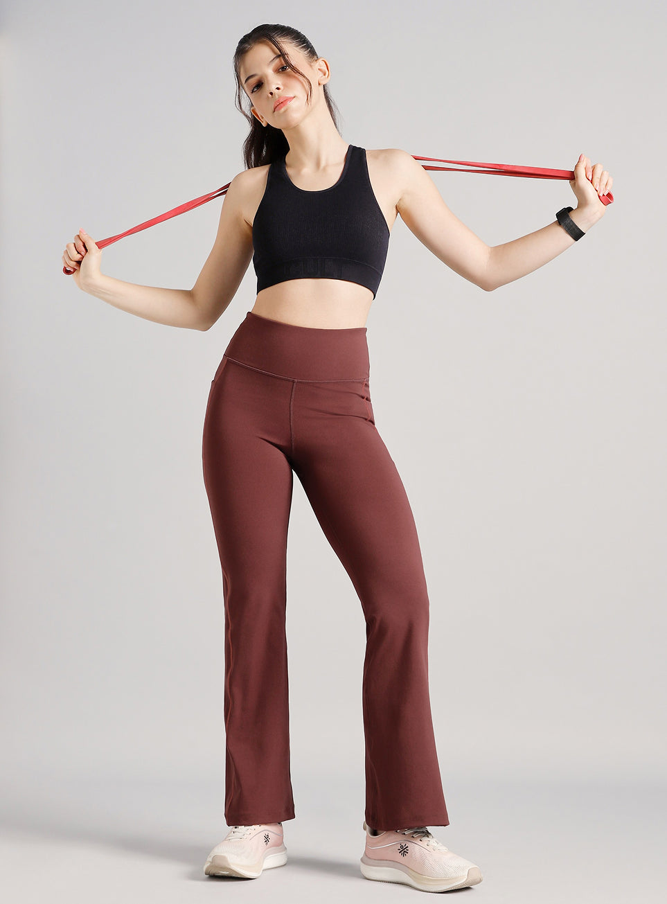 Women's Brown Power Pop Training Flarepants
