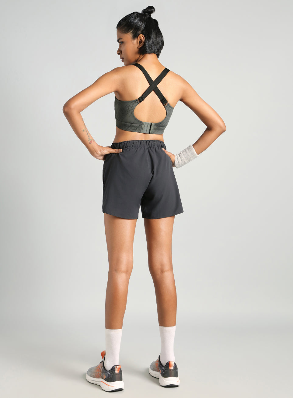 Women's Dark Grey Training Printed High Support Sports Bra