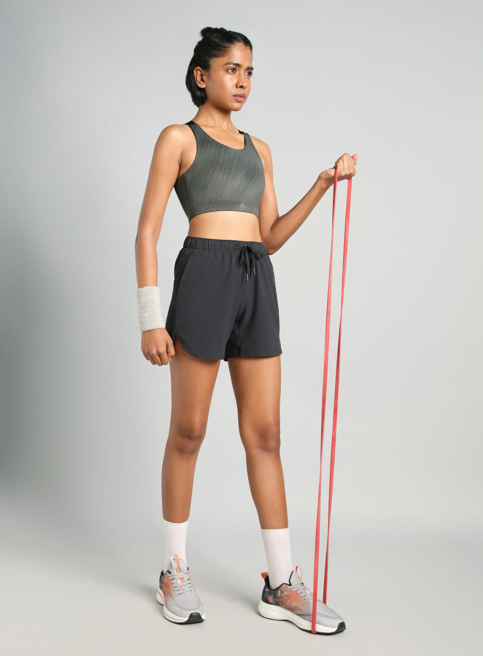 Women's Dark Grey Training Printed High Support Sports Bra