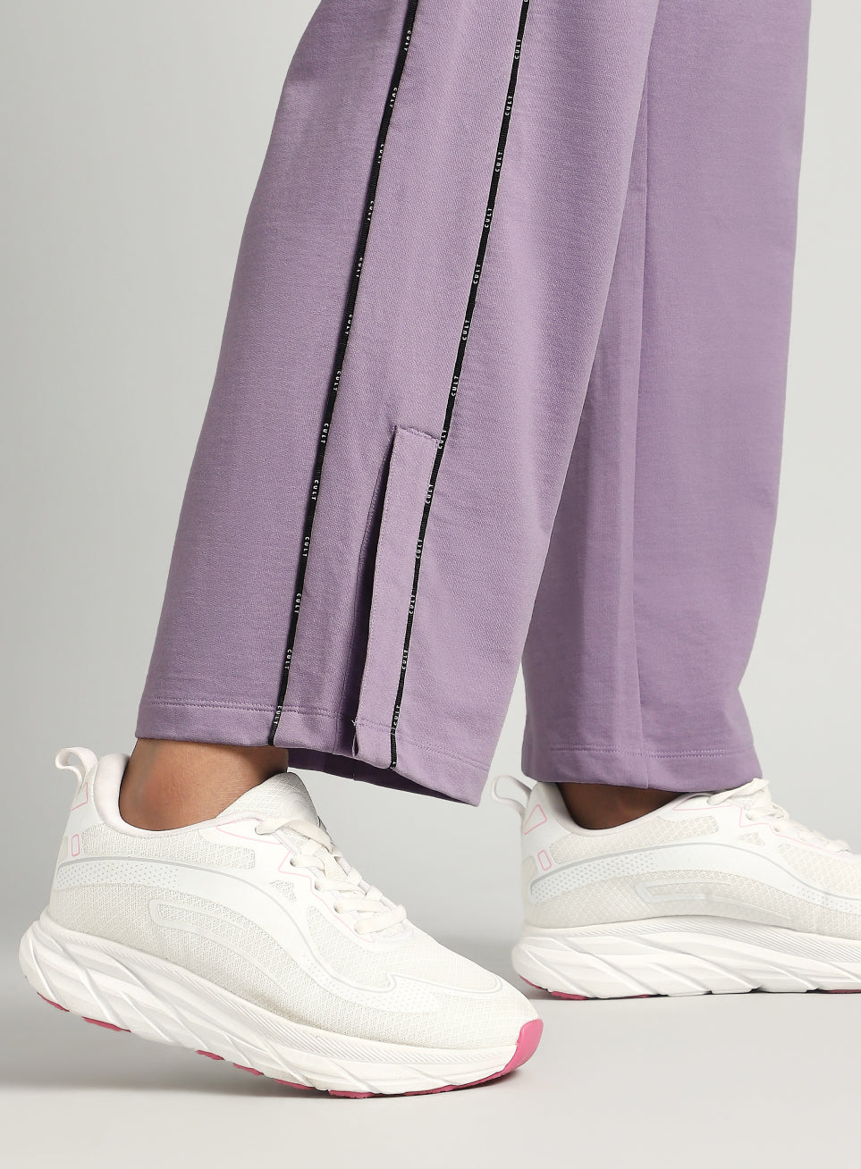 Women's Purple Panelled Straight Fit Trackpants