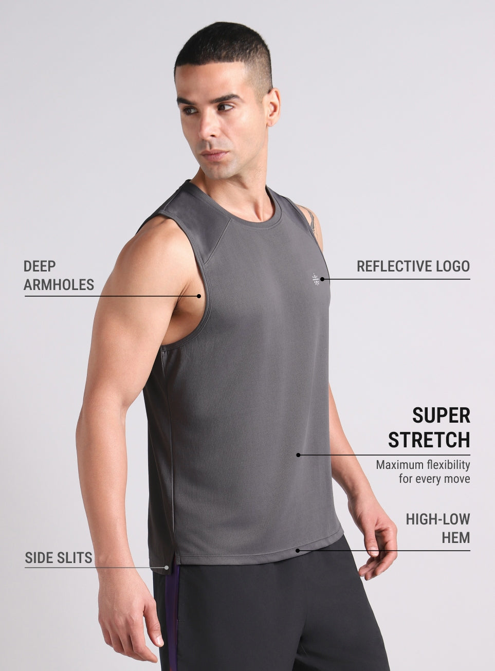 Men's Dark Grey Running Pro Tank