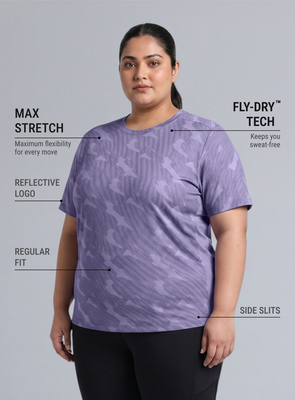 Women's Purple Urban Urban Camo Plus size Running T-shirt