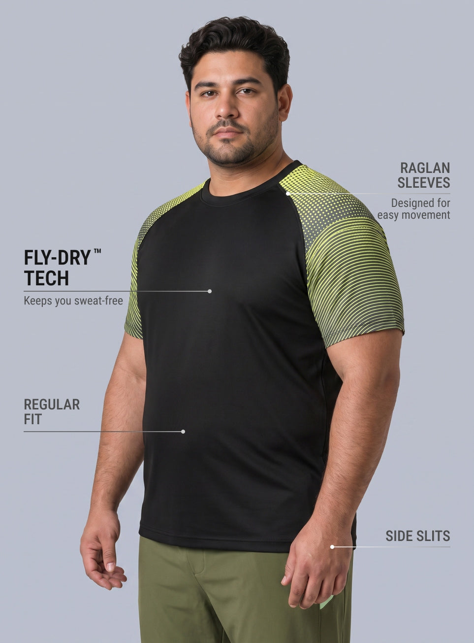 Men's Black Pop Up Training Essential Plus Size T-shirt