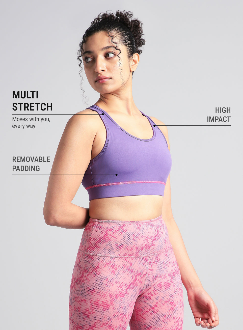Women's Purple Train-in Medium Support Sports Bra