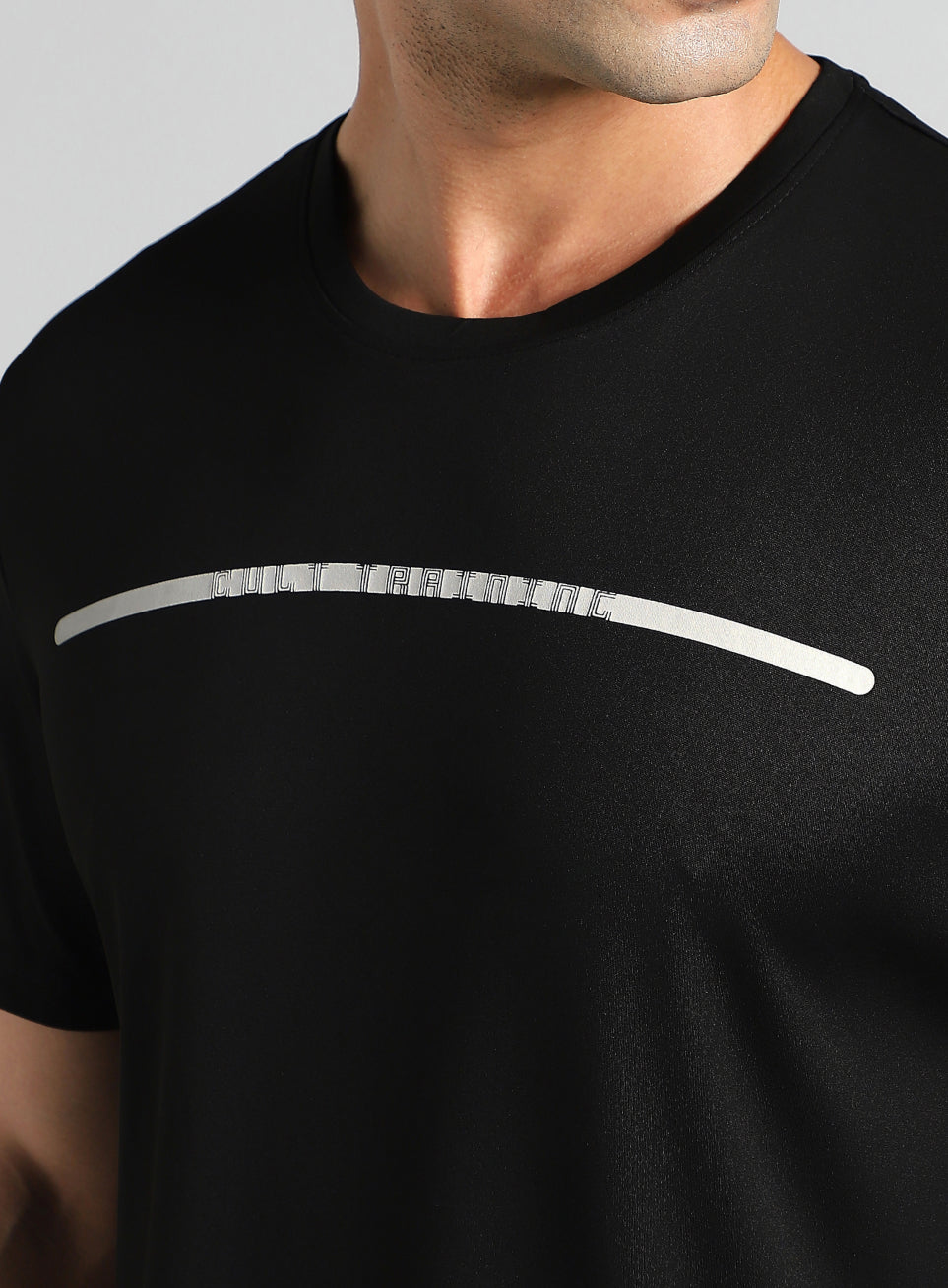 Men's Black Sculpted Print Training T-shirt