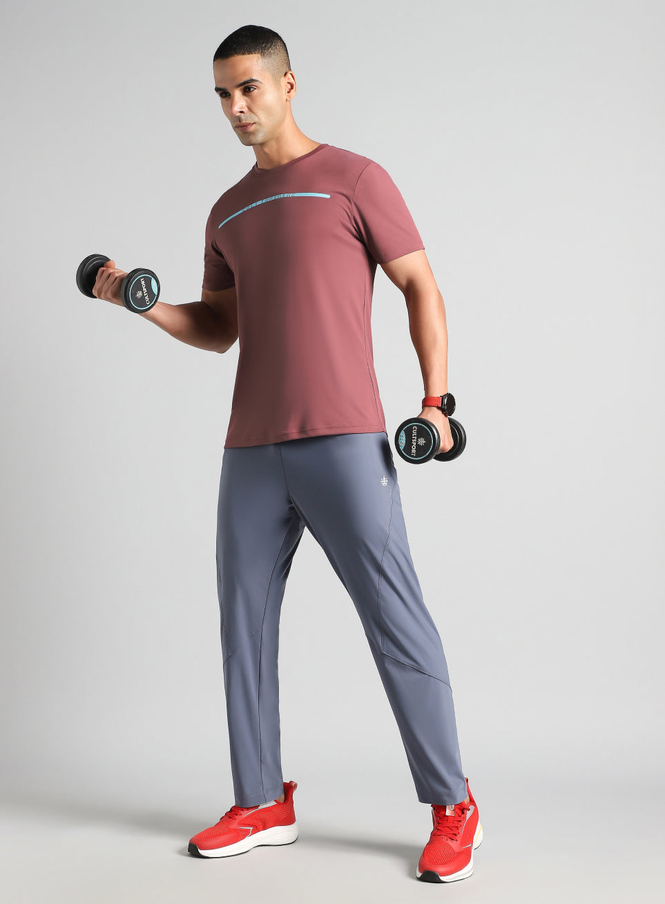 Men's Red Sculpted Print Training T-shirt