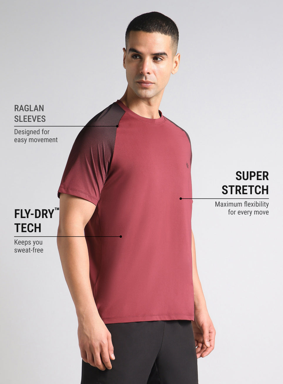 Men's Maroon Power Pop Training T-Shirt