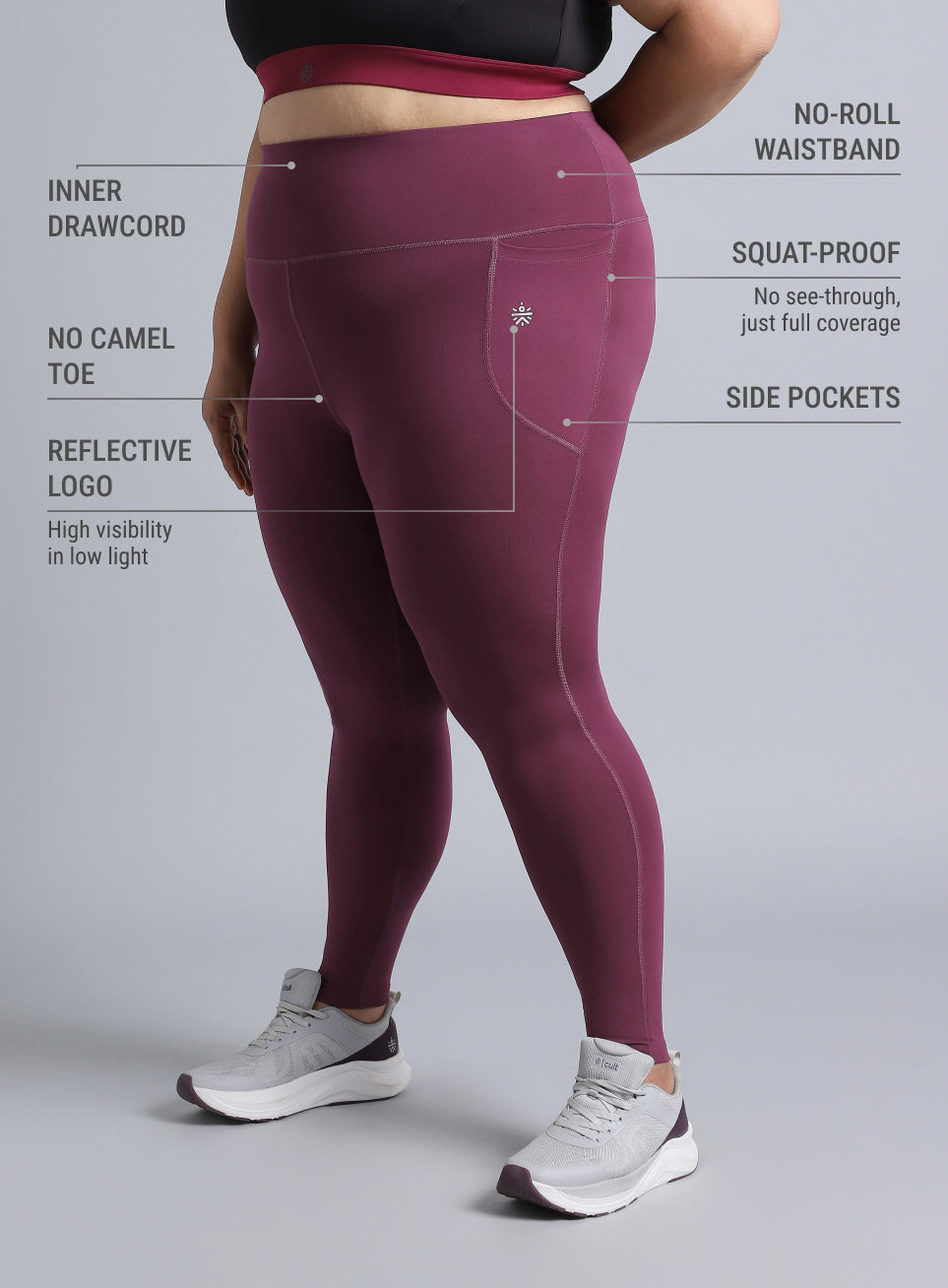 Women's Maroon Training Essential Plus Size Tights