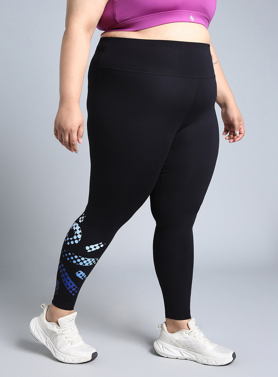 Women's Black Plus Size Graphic Branded COMFlex Training Tights