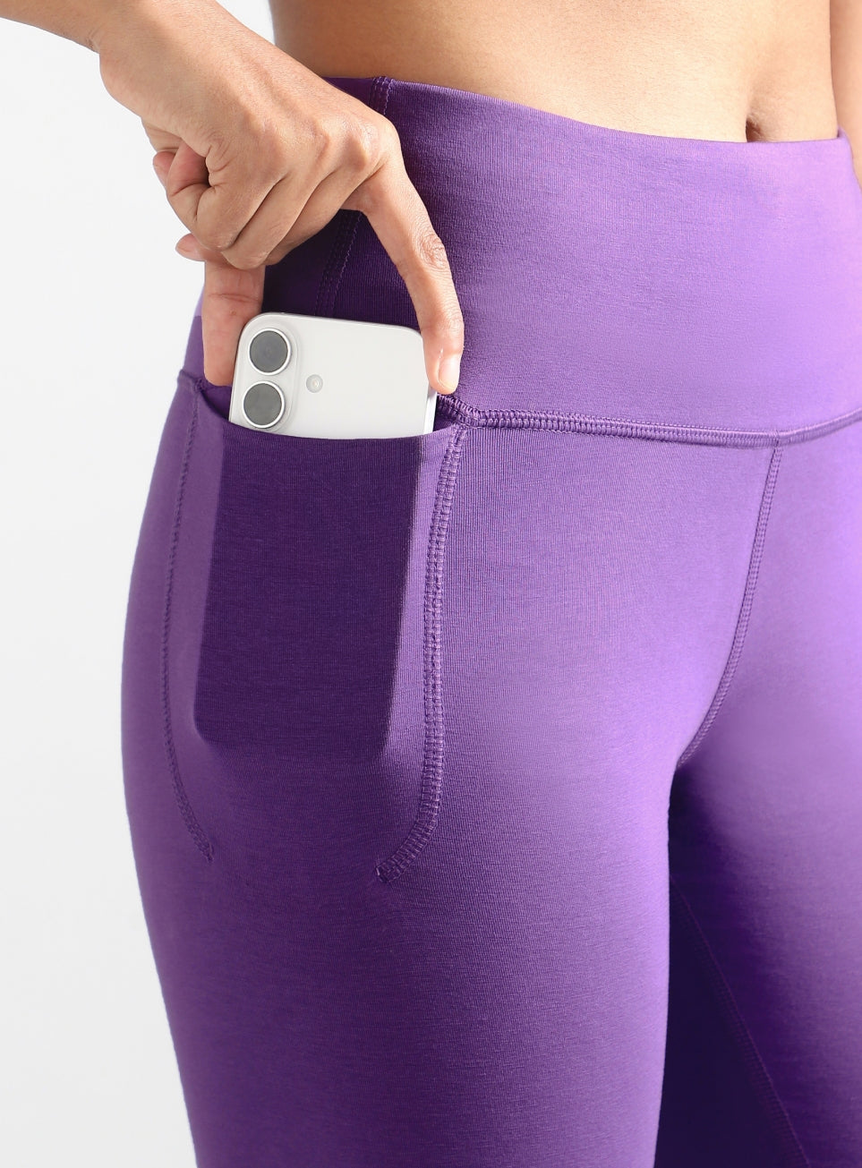 Women's Purple Breathe In-Out Yoga Cotton Tights