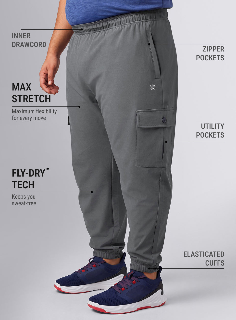 Men's Grey Modular Training Plus size Joggers