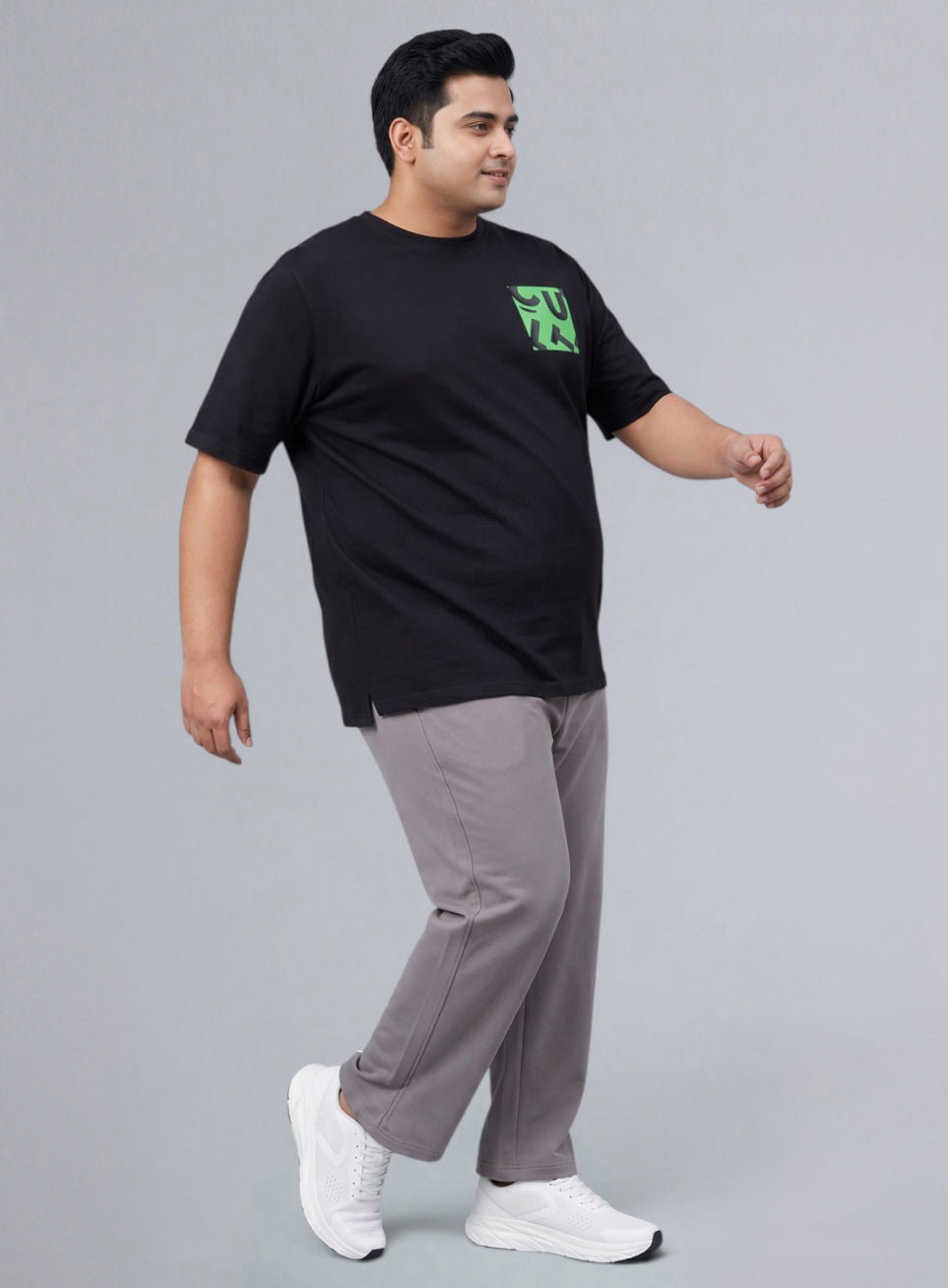 Men's Black Cult Print Plus Size Graphic T-shirt