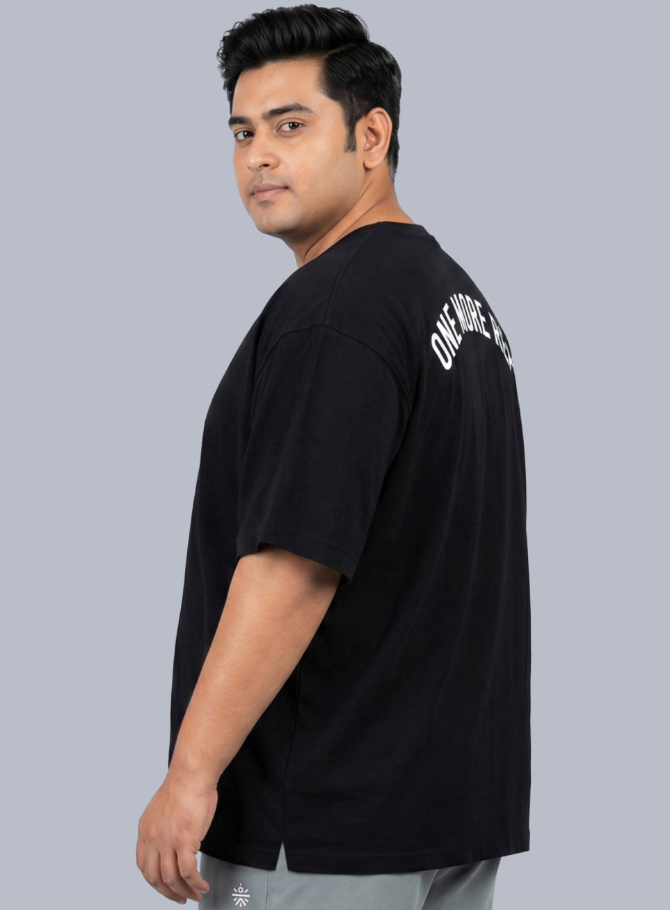 Men's Black One More Rep Graphic Plus Size Oversized Fit T-shirt
