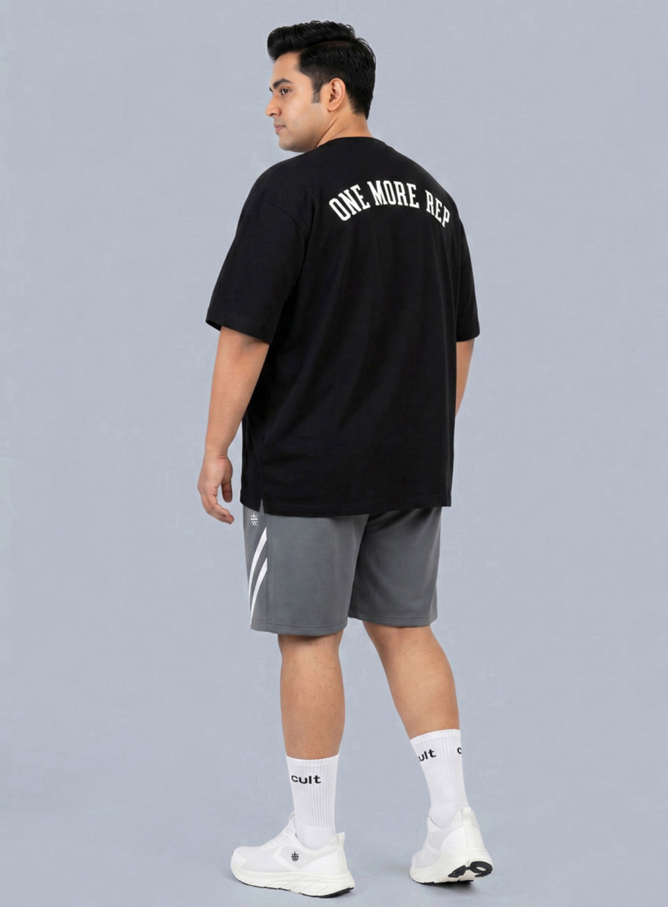Men's Black One More Rep Graphic Plus Size Oversized Fit T-shirt