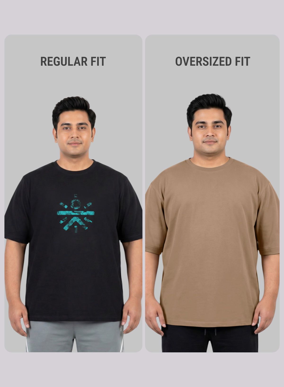 Men's Beige One More Rep Graphic Plus Size Oversized Fit T-shirt