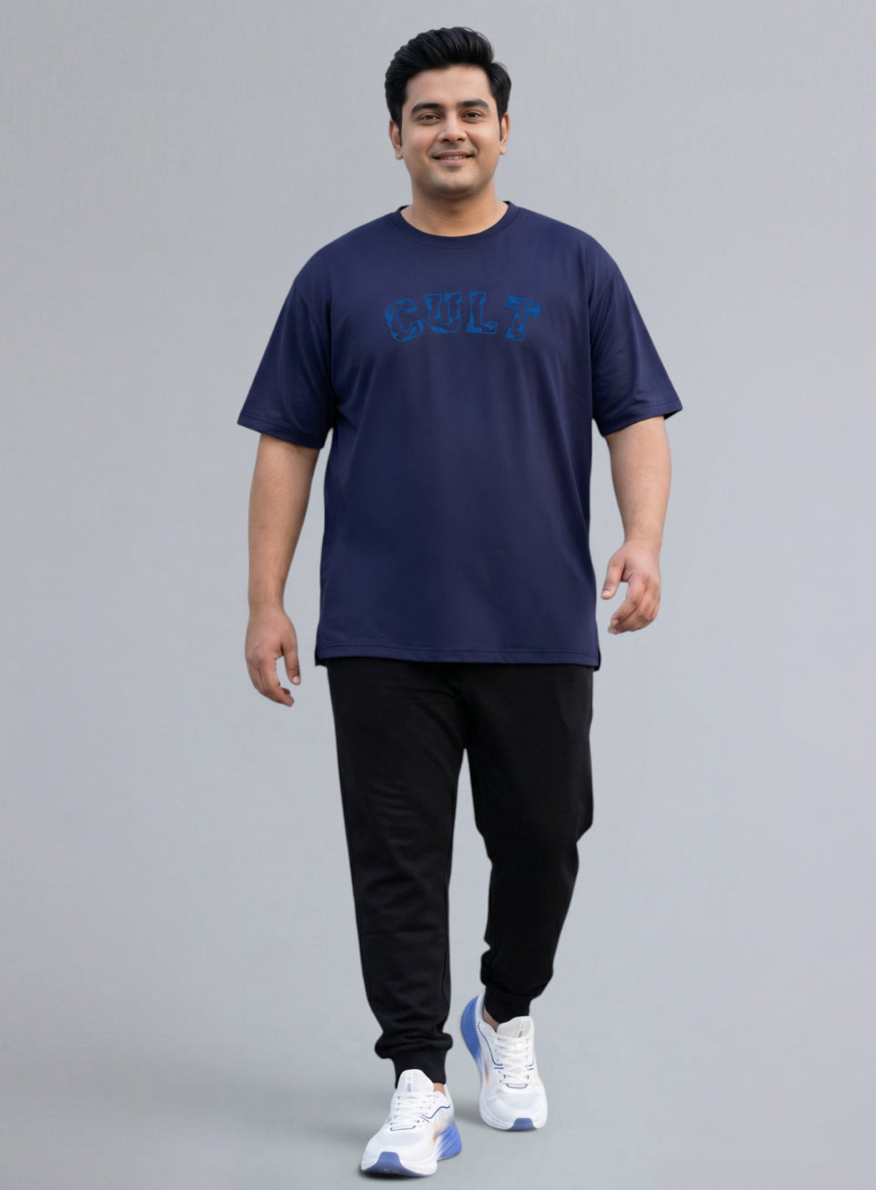 Men's Navy Cult Branding Graphic Plus Size Relaxed T-shirt