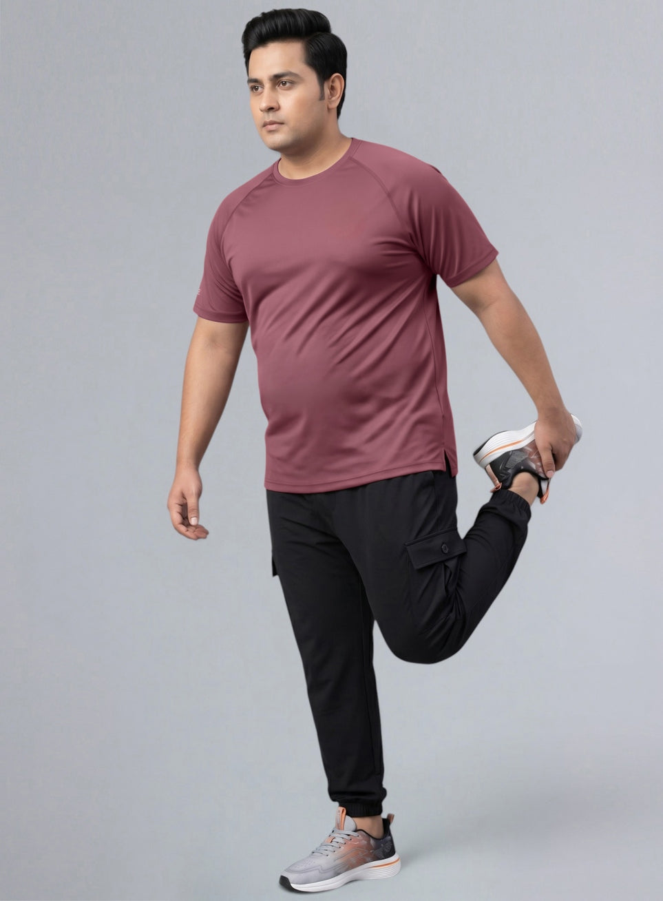 Men's Pink Ultimate Running Plus Size Regular Fit T-shirt