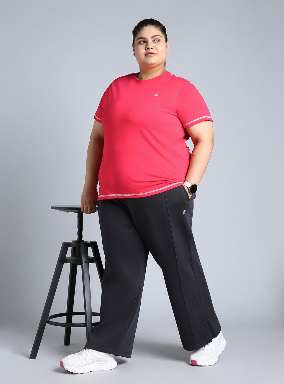 Women's Pink Plus Size Back Vent Athleisure Tee