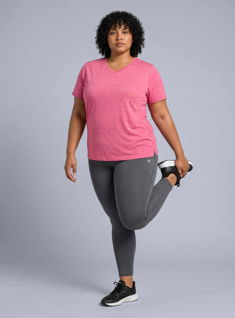 Women's Pink V-Neck Training Plus Size COMFORtech T-shirt