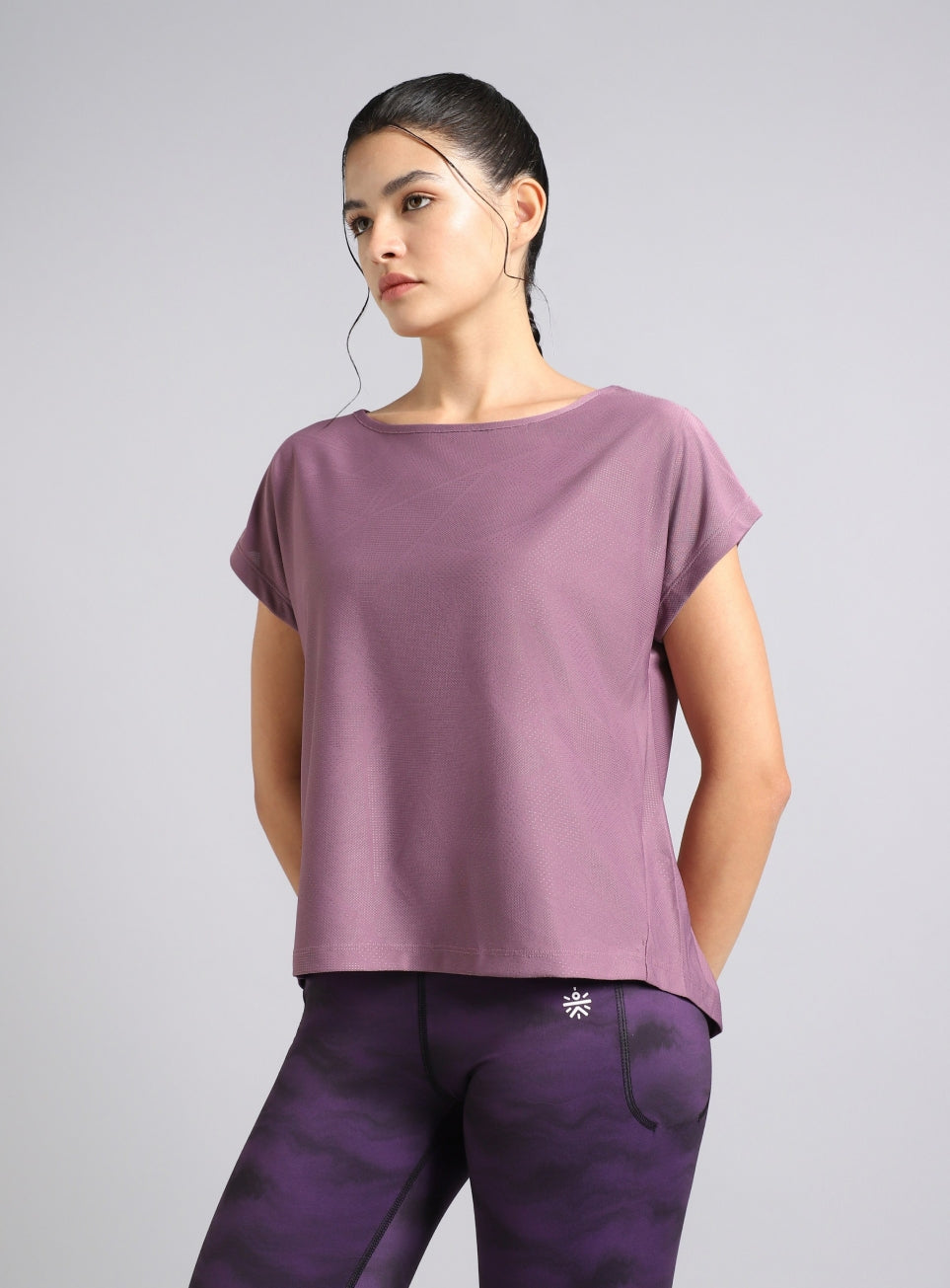 Women's Purple Premium Jacquard Knit Aqua Top