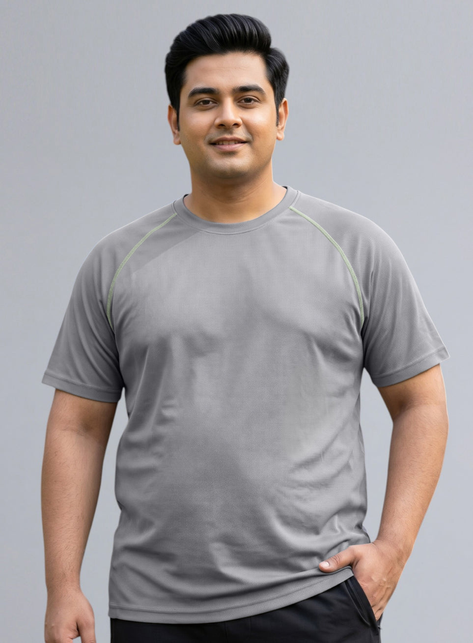 Men's Grey Everyday Workout Train Plus Size T-shirt