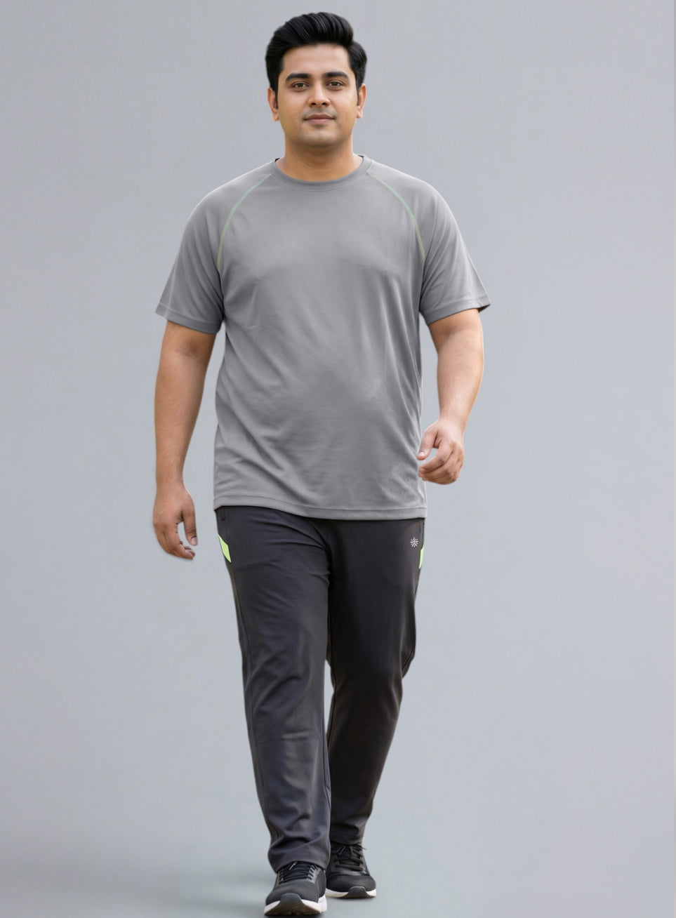 Men's Grey Everyday Workout Train Plus Size T-shirt