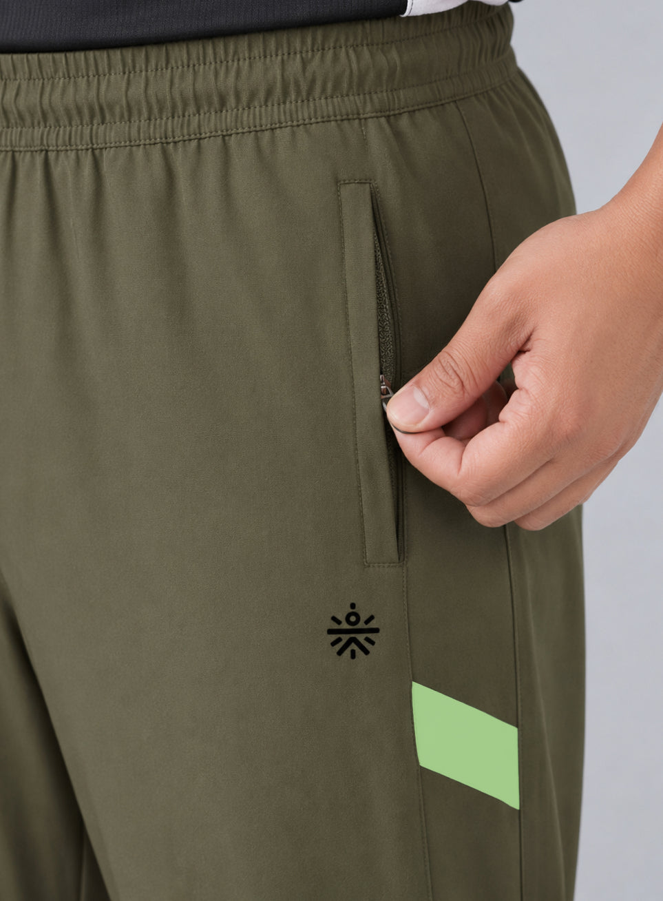 Men's Olive Power Pop Plus Size Straight Fit Trackpants