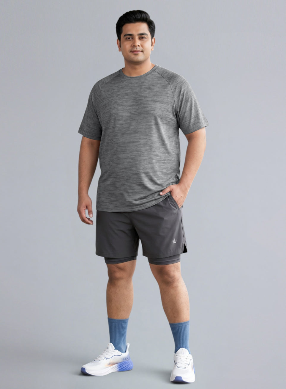 Men's Black Textured Performance Plus Size T-shirt