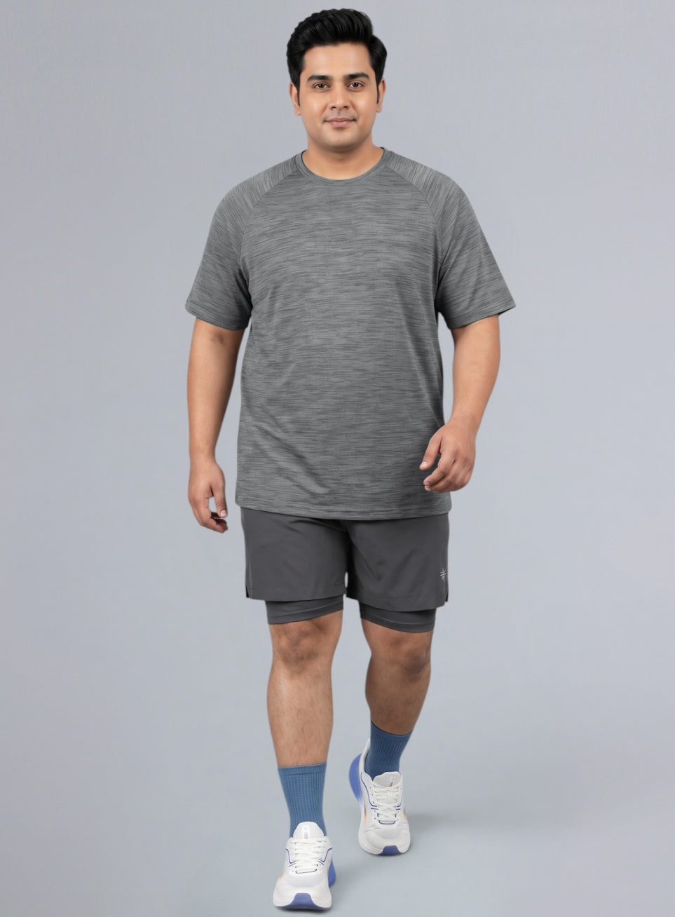 Men's Black Textured Performance Plus Size T-shirt