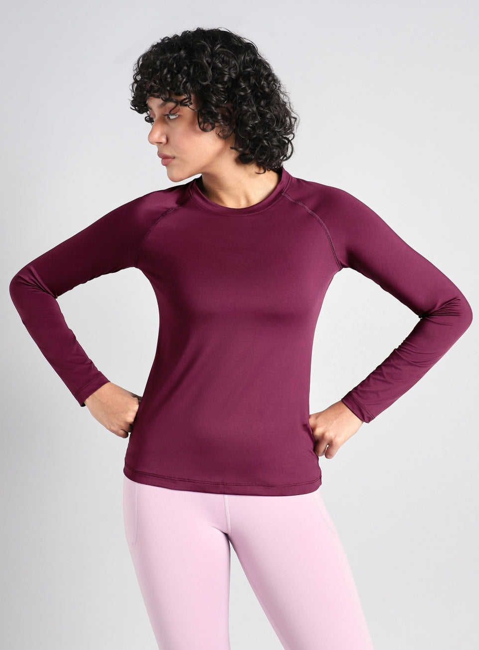 Women's Base Layer Wine Compression Running Top