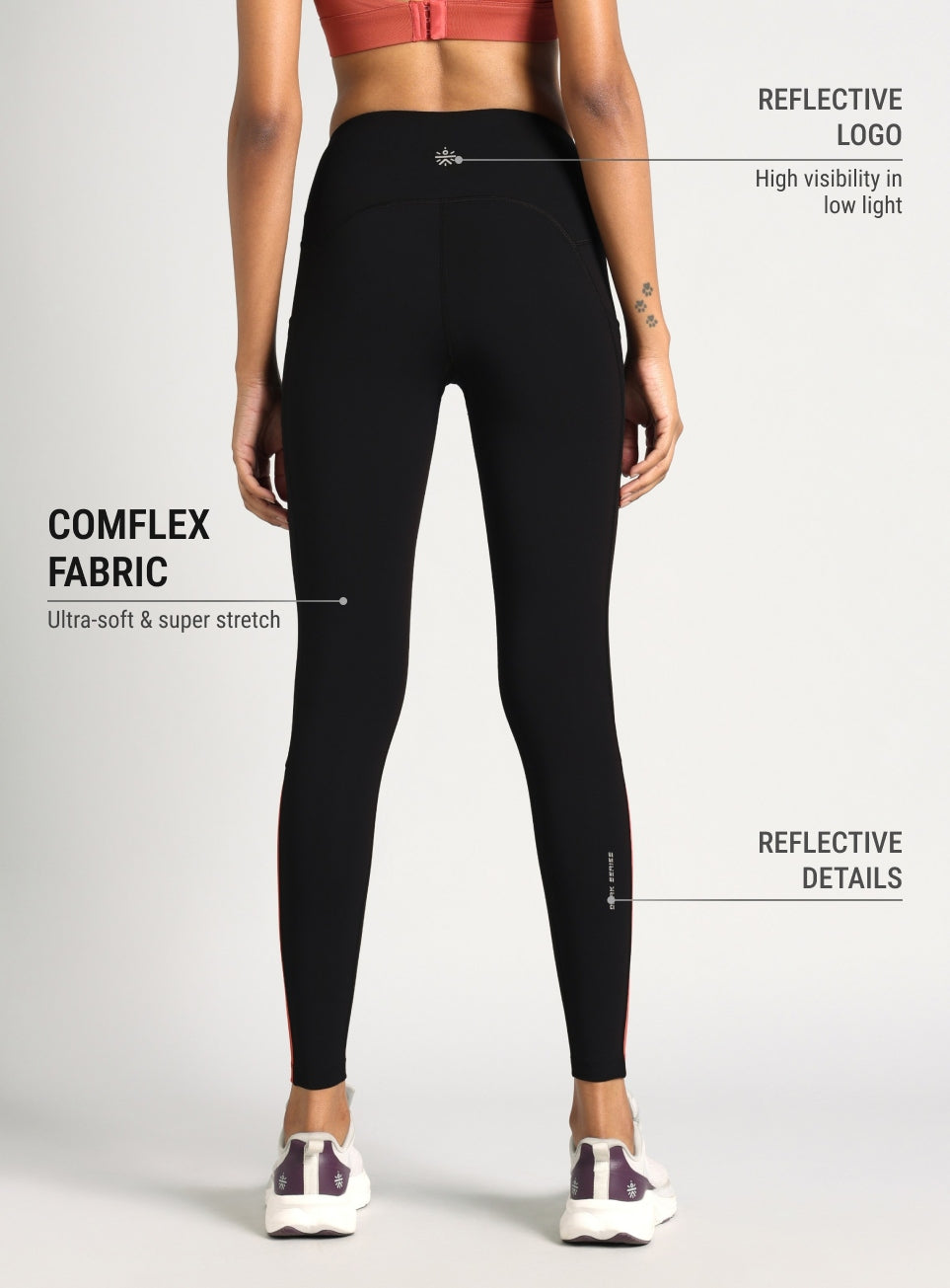 Women's Black Moonlight Running COMFlex Tights