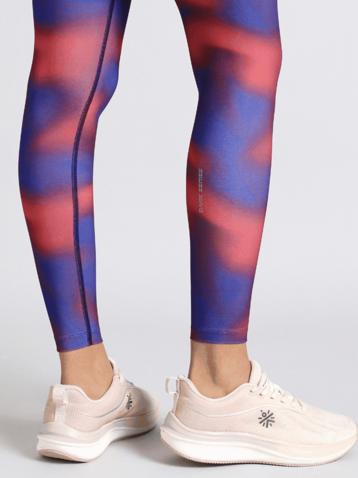 Women's Red Halo Print Running Tights