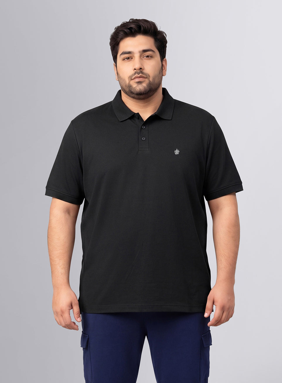 Men's Black All Day Play Plus Size Polo T-shirt