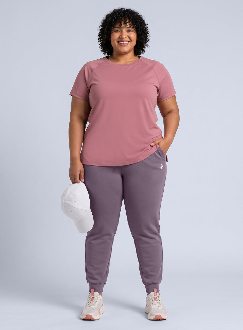 Women's Pink Cotton Plus Size Everyday Joggers
