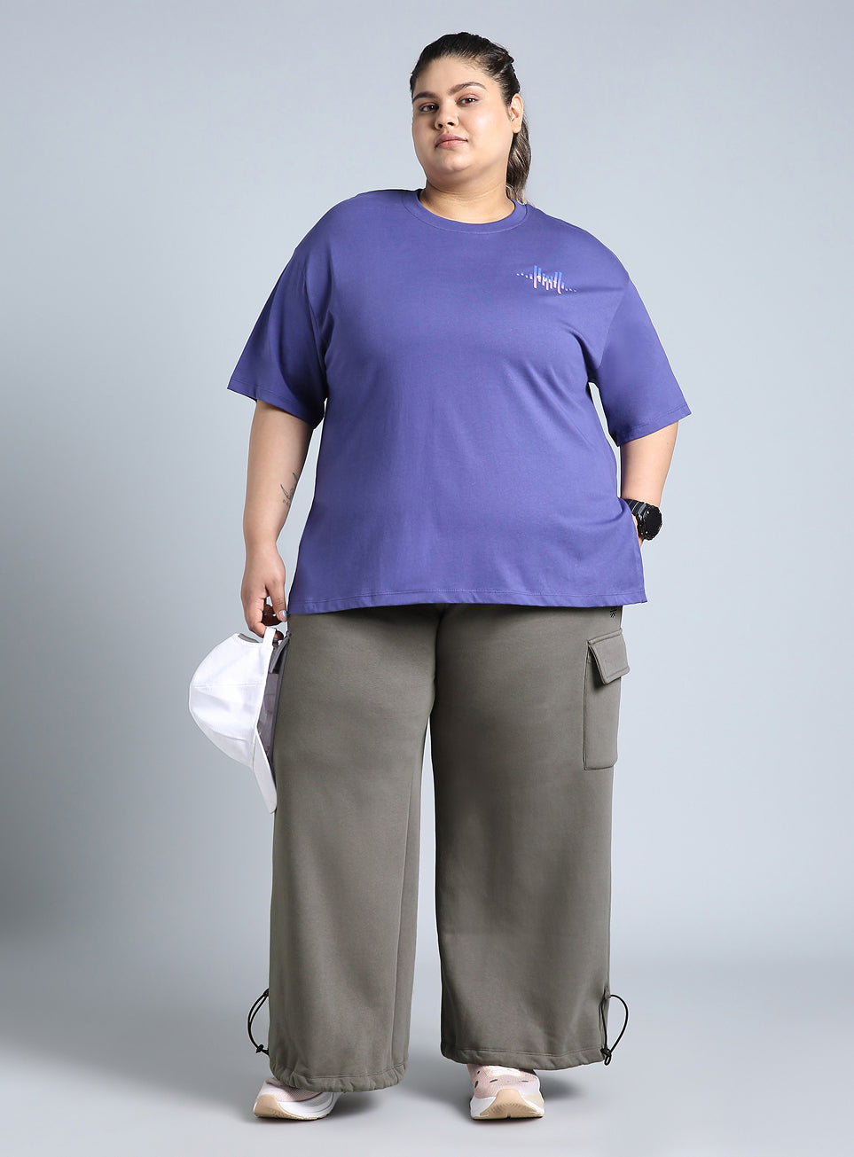 Women's Grey Plus Size Utility Joggers
