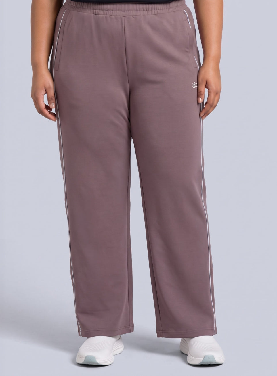Women's Lavender Plus Size Straight Trackpants